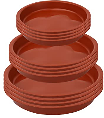 LUTER 12pcs Garden Plant Saucer, 5.5/6.2/7 Inch Round Plant Water Catcher Tray Plastic Plants Trays Flower Pot Drip Dishes for Indoor Outdoor Garden Plants (Red) (E21095)