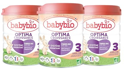 Babybio - Lait Infantile - Optima 3ème Âge avec Fibres - 800g - dès 10 Mois - BIO - Fabriqué en France - Sans Huile de Palme - Lot de 3