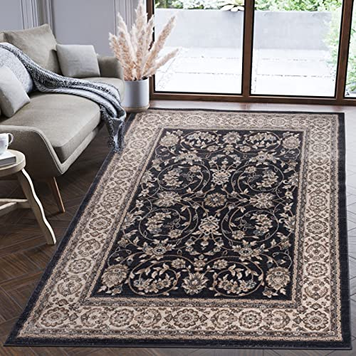 Mazovia Orientalisch Teppich - Traditioneller Teppich für Wohnzimmer, Esszimmer - Orient Teppiche Ornament - ÖKO-TEX Wohnzimmerteppich Schwarz Beige - 180 x 250 cm