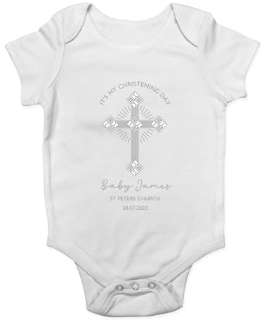 Shopagift Personalised It's My Christening Day Baby Vest Any Name Date Location Bodysuit Gift