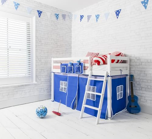 Noa and Nani Ontario Cabin Bed Midsleeper Shorty with Blue Tent in Classic White
