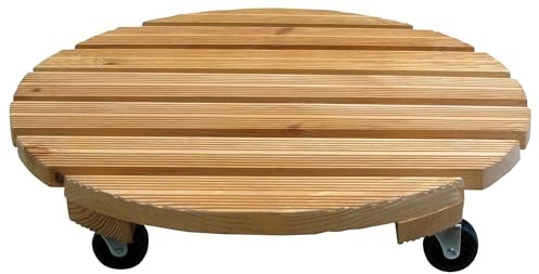 Dörner + Helmer Pflanzenroller Mammut XXL, Rund, 50cm Durchmesser, 100kg Tragkraft, Rutschhemmend, für Outdoor, Hellbraun