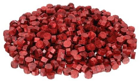 PATIKIL Sigillvaxbollar, 520 stycken vaxsigillstämplar, kuvert, brev, vaxsigill, kulor, pellets enkelfärg för stämpeltätning och gör-det-själv-hantverk, djupröd