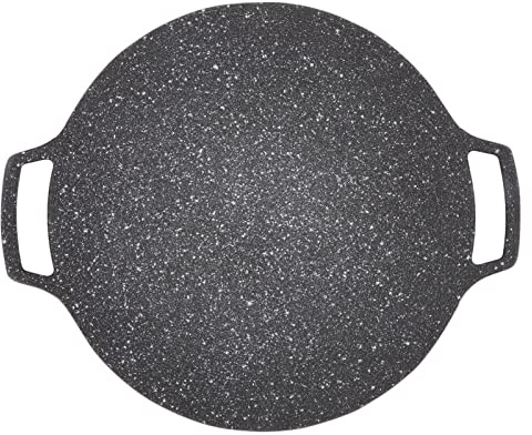 SUNGOOYUE Plaque de Barbecue Coréen Non Bâton Circulaire Poêle à Frire à la Maison Poêle Extérieure en Aluminium en Alliage Teppanyaki Outil de grillé Ustensiles de Grillades (type Universel 36 Cm