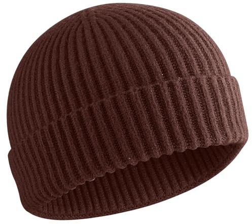 choshion 50% Wool Knit Short Fisherman Beanie for Men Women Warm Winter Hat