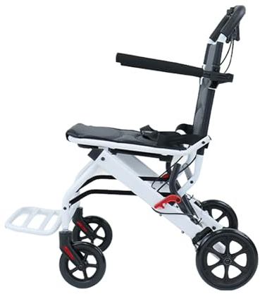 Lightweight Wheelchair, Foldable Wheelchair for Adults 8.2KG, Ultra Lightweight Folding Wheelchairs with PU Tyres, 90kg Capacity, Compact Transit Wheelchairs for Travel (Black)