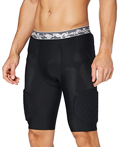 McDavid Herren Enganliegende Baskettballshorts, Hex-Polsterung, Schwarz, Gr.: XL