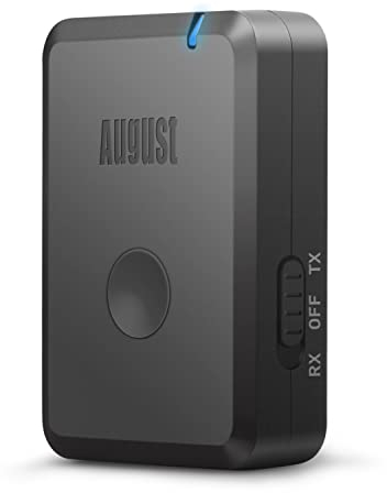 August MR260 Audio Transmitter Receiver 2 in 1 mit Bluetooth 5.2 - Kopfhörer Adapter Sender Empfänger mit aptX Low Latency 3.5mm AUX - bis zu 13 Stunden Akkulaufzeit für Fernseher Auto TV Radio