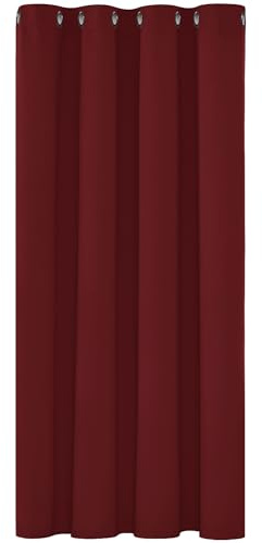 Deconovo Solid Christmas Blackout Curtain Bedroom Thermal Insulated Eyelet Curtain for Kitchen 52x 54 Red 1 Panel