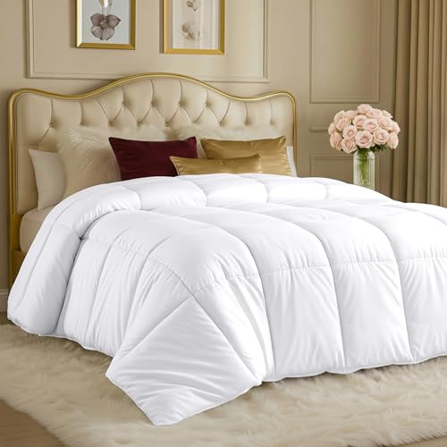 Utopia Bedding Edredón Individual XL para Todas Las Estaciones - Blanco - Relleno de Fibra Siliconada de Felpa - Cosido en Caja