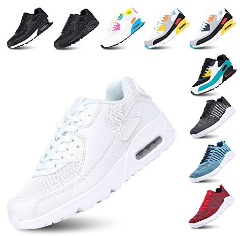 Hitmars Scarpe Running Uomo Donna Ginnastica Sneaker Leggere Traspirante Outdoor Sportive Calzature da Corsa Pallavolo Tennis Bianco 38