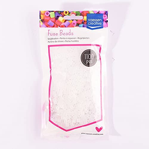 Vaessen Creative Perles à Repasser, Blanc Translucide, Set de 1100 pièces DIY pour Enfants, Création de Bijoux, Décorations Faites Maison et Autres Idées de Loisirs Créatifs, 5mm