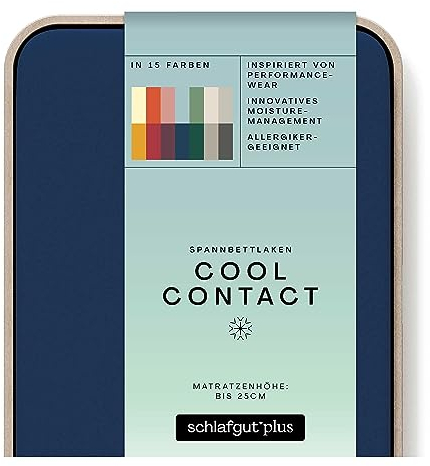 schlafgut Cool Contact Microfaser Spannbettlaken bis 130x200cm, Blue Deep kühlend kalt