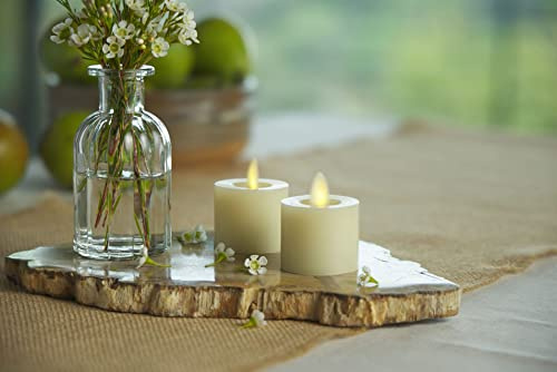 Luminara Moving Flame LED Flameless Real Wax Tealights (1.7 x 2.2) Unscented Real Wax Remote Ready Battery Operated LED Flameless Tea Light - Ivory (2-Pack)