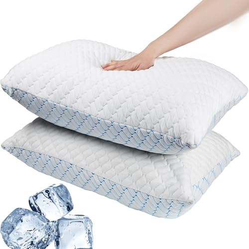 VAINOC 2 cuscini in memory foam regolabili per chi dorme laterale, schiena e pancia con fodera in bambù rimovibile lavabile