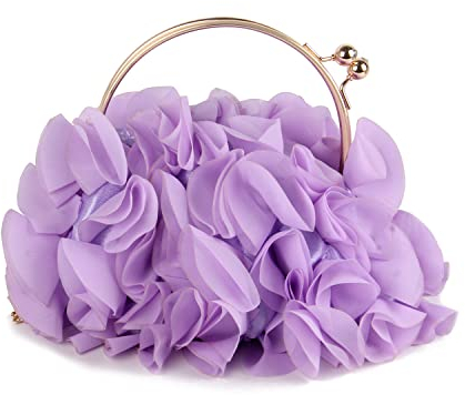 Jywmsc Pochette Floreale da Donna Borsa da Sera con Fiore in Raso Borsa da Ballo per Feste