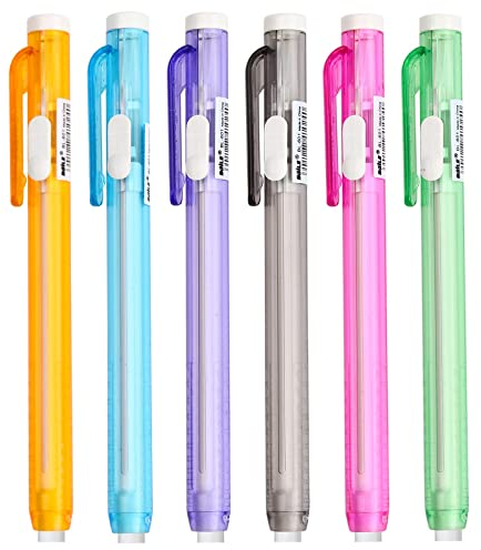 6 Piezas Bolígrafo de Goma, Goma Borrar Retractil Borrador Blanco, Borrador Portátil Goma de Borrar en Forma de Bolígrafo para Estudiantes Profesores Artistas Dibujo y Escritura