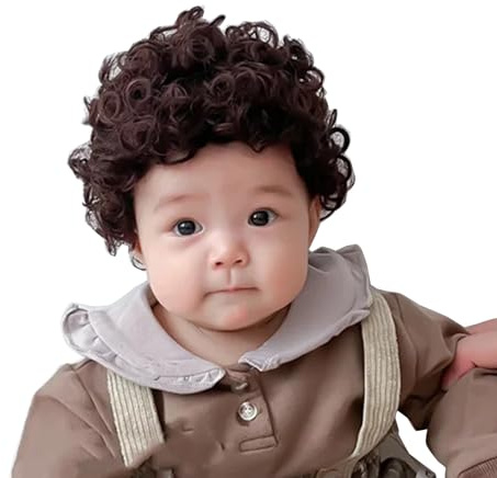 BEBIKR Peluca de bebé para niños, pelo corto, accesorios para fotos, peluca para niños pequeños, peluca para la cabeza de niña, trenza, cubierta de pelo para niños pequeños, accesorios de fotografía