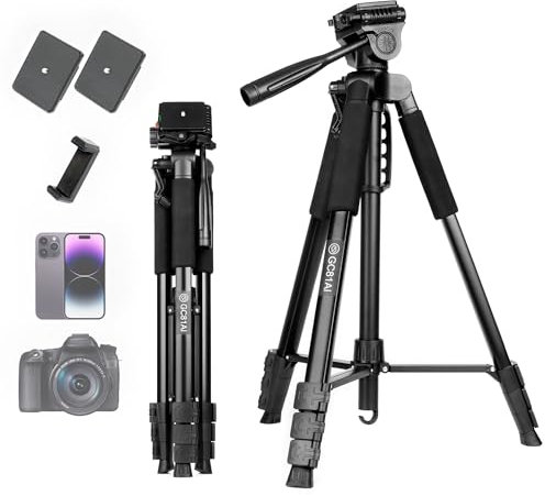 GCJUYA Kamera Stativ 206cm - Professionelles Aluminium-Stativ Mit 3-Wege-Neiger Und Tragetasche für iPhone/DSLR/DV/Video/Projektor/Handy/GoPro