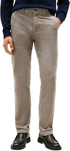 Tommy Hilfiger Uomo Pantaloni Chino Denton Corduroy Straight Fit, Grigio (Hydrogen Grey), 31W/32L