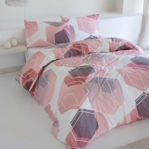 COTTON ARTean Funda Nórdica Cama 90 Algodón Poliéster ANA Nude, Funda edredón 150x220 + 1 Funda de Almohada, Cierre con Botones
