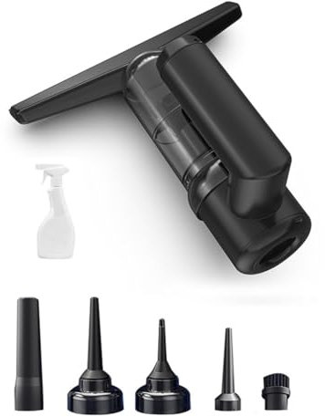 Uxsjakjsd Window Cleaning Kit Strong Suction Electric Vacuum Clean Machine forMirror Glass Car Vacuum Cleaner Black
