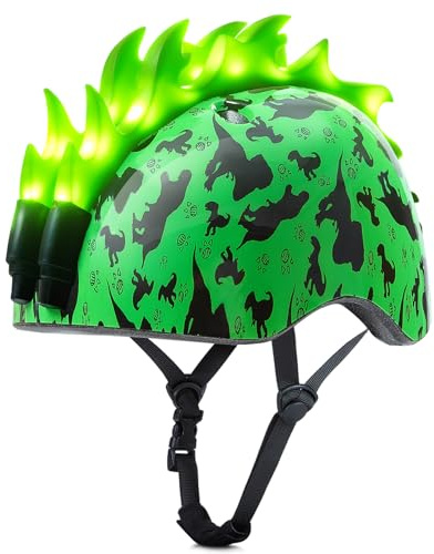 Toddler Bike Helmet with LED Lights, Kids Helmet for Boys 2-6 Years, Adjustable Kids Bike Helmets Toddler Helmets for Bicycle Skateboard Scooter
