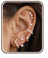 MILACOLATO 7 Paires Boucles d'Oreilles Femme Acier Inoxydable Plaqué Or 14K | Lot Boucle d'Oreille Cartilage Femme Or Argent Hypoallergéniques Tragus Helix Conch Rook Piercing Oreille Creoles Bijoux
