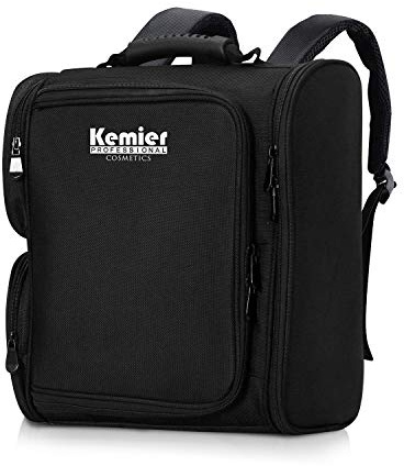 Kemier Trucco Borsa Protable Artist Zaino Trucco Custodia da Viaggio Trucco Organizer Bag Trousse da Toilette Borsa Cosmetica con Sacchetti - Nero