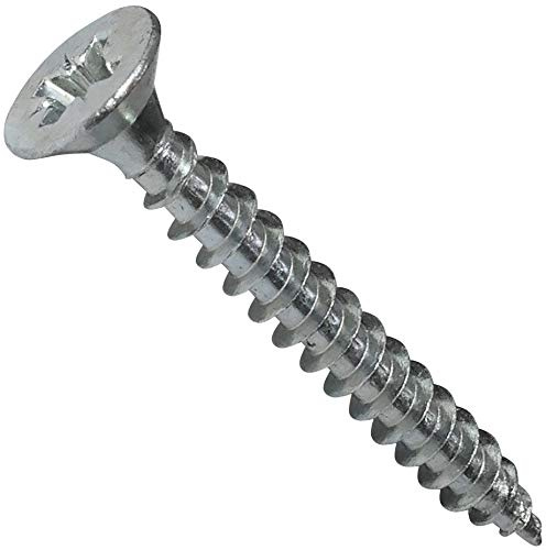 Aerzetix – C44809 – uppsättning med 100 – träskruvar – Ø 4 x 35 mm – av galvaniserad stålmetall – försänkt huvud – avtryck tvärformat pozidriv – färg silver – för snabb och enkel montering