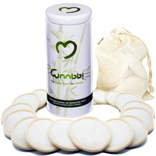 Dischetti Struccanti Lavabili Bambù Riutilizzabili 20 Pezzi Salviette Struccante Fibra Bamboo Cotone Pulizia Viso Scrub Spugnette Make Up Zero Waste Piumini di Cipria Confezione Metallo