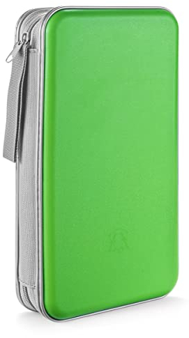 LIOVODE DVD-Tasche,96 Kapazität CD-Hülle Halter Lagerung Veranstalter Hartplastik Schutz Disc-Geldbörse für Auto (96 Kapazität, Grün 96)