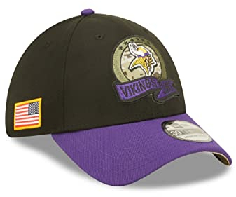 New Era Minnesota Vikings NFL Salute to Service 2022 Black Purple 39Thirty Stretch Cap - M - L