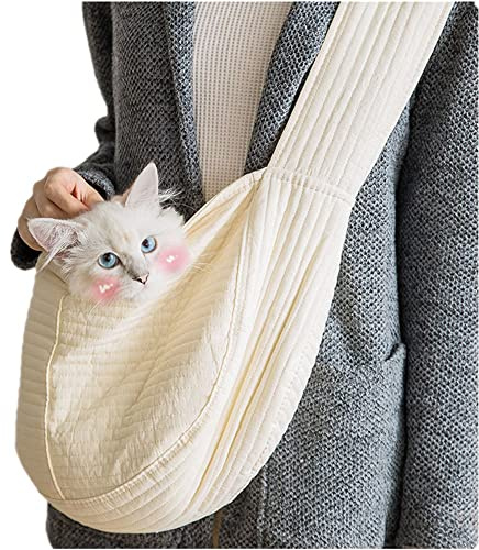 IBLUELOVER Sac de Transport pour Chiens Chats Sac à Bandoulière Réglable pour Animal de Compagnie Pochette de Transport Chaton Chiot Portable Sac avec Laisse de Sécurité Intérieure Sac Voyage