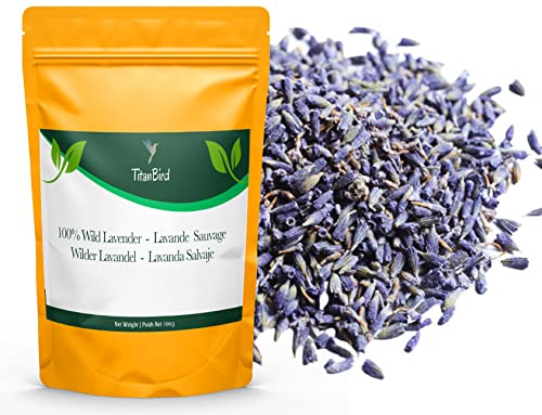 100g Fleurs de Lavande Sauvage Séchées pour Tisane & Infusion - Très Parfumée Comparée à la Lavande Cultivée - Délicatement Séchée au Soleil | 100% Naturelle, Qualité Supérieure