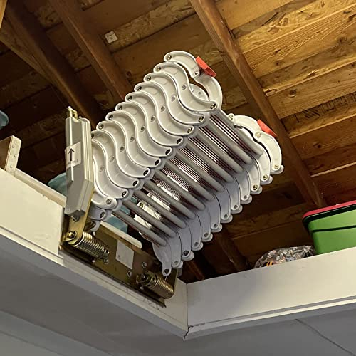 Attic Ladder to Climb Telescopic Folding Stairs 3-9.84ft Wall Mounted Loft Step-Ladder Size Custom (H-3M/9.84ft,Steel)