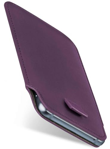 moex Slide Case för Apple iPod Touch (5:e generationen) mobilskal för att sticka in ultratunt, hölster mobilväska av veganskt läder, premium mobiltelefonfodral 360 graders komplett skydd med utdragning - lila