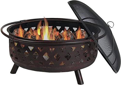 Garten-Feuerstelle, Feuerstelle für den Außenbereich, große, holzbefeuerte Terrasse und runde Feuerstelle im Hinterhof