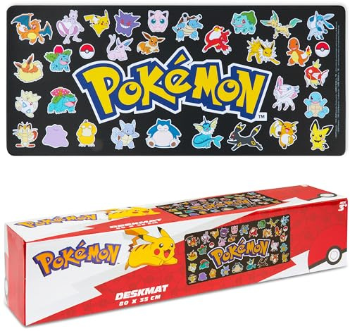 Pokemon Stor skrivbordsmusmatta Pikachu speltangentbord för bärbar dator halkfri musmatta 80 x 35 cm barngåva (svart)