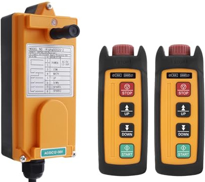 Mini Wireless Overhead Hoist Crane Remote Control 2-Channel 12V 24V 36V Industrial Winch Lift Radio Crane Remote Controller 2 Transmitters and Receiver
