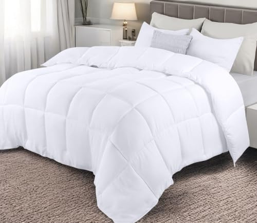 Top Home Solutions® 15 Tog Super King Duvet 85% Duck Feather & 15% Down Filling, 100% Cotton Cover, Oeko-Tex Certified, Hand Stitched 3D Baffle Box Quilt, Washable Duck Feather Duvet 220 x 260 Cm