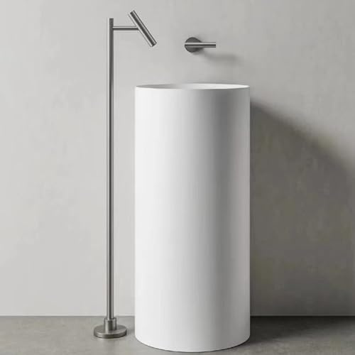 BiaoTeng Grifo de Pie Para Bañera Exenta Monomando agua Fría y Caliente Laton Pared Grifo de Bañera Empotrado Níquel Cepillado