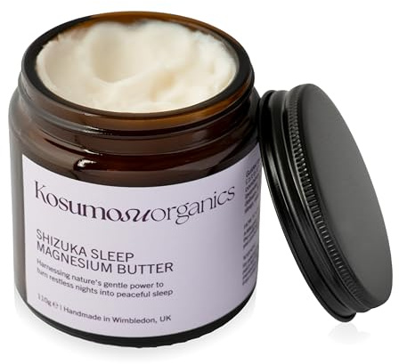 Kosumosu Organics Magnesium Butter for Sleep, Restless Legs & Muscle Recovery - UK Made & Safe for Kids - High Strength, Natural Topical Magnesium Cream - Lavender 110g