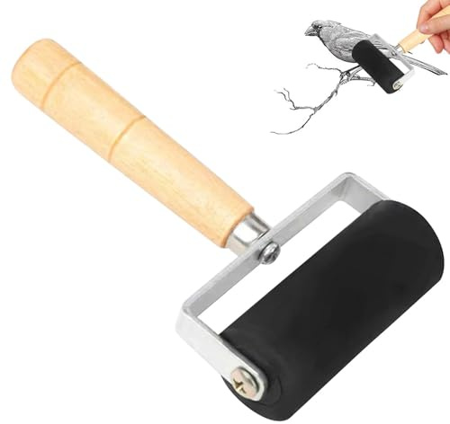 Tktouci Gummiroller – tapetrulle med trähandtag | bläckapplikator, stämplingsverktyg för tryckning överföring scrapbooking konst papper tapetfärg