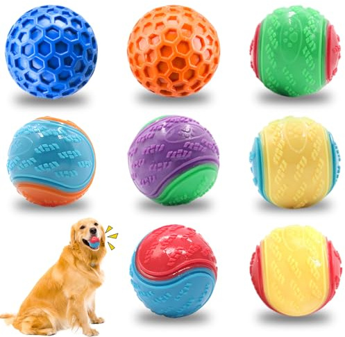 xwnyzw 4 PCS Small Squeaky Dog Balls Set, Durable Interactive Dog Toys Fun Squeaky Balls for Dogs, Training Interactive Toys for Dogs Suitable for Relieves Boredom and Training