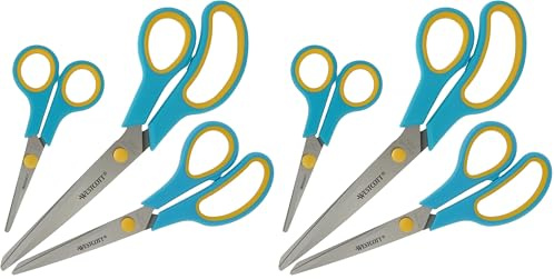 Westcott Easy Grip Tijeras 3 piezas Turquesa | Juego de 3 tijeras universales con agarre cómodo | Cuchilla de acero inoxidable extra afilada y duradera | Tijeras para hogar y oficina | N-90028 00