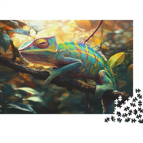 Kameleont skogsljus pussel 1 000 bitar pussel för vuxna papper pusselspel 1 000 bitar avkoppling heminredning gåva 70 x 50 cm/1000 st