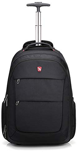 CCGG OIWAS Reisetasche mit Rollen, 15,6 Zoll Laptop Tasche 55x40x20 Handgepäck Rucksack Backpack Trolley Schlichtes Handgepäck für Business Reise und Urlaub 30L Schwarz