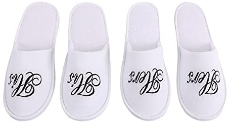 Romance Helpers His and Hers Couple Slipper Gift Set | Set of 2 White Matching Spa Hotel Bath Slippers for Couples