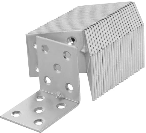 KOTARBAU Set di 25 connettori angolari 50 x 50 x 40 x 2 mm con corda zincata in acciaio per montaggio fori di montaggio per mobili pesanti connettori in legno